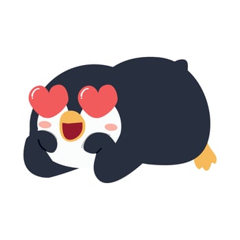Adorable little penguin feeling love vector
