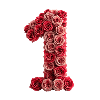 A number one made out of roses png