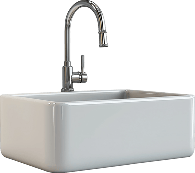 a white sink with a faucet on it png