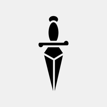 Icon dagger. Traditional tattoo elements. Icon in glyph style. vector