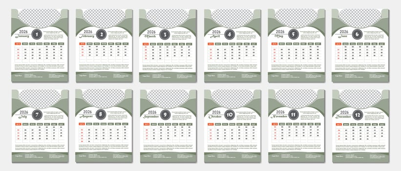 2026 Corporate Calendar Design Template vector