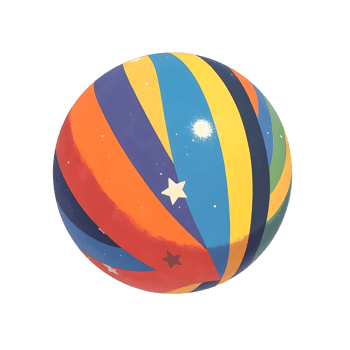 Rainbow Striped Ball with Stars Design for Kids png