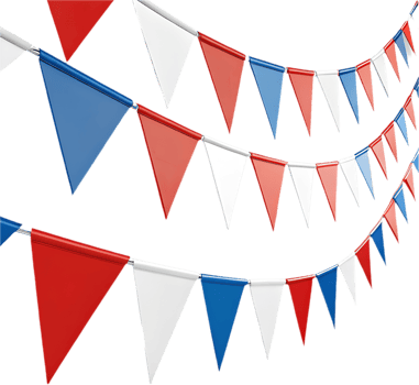 Fun party decoration with triangular pennant clipart in vibrant colors. . png