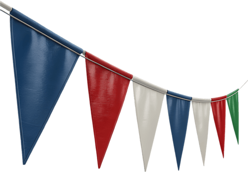 Vibrant triangular pennant clipart for party, festival, and celebration themes. . png