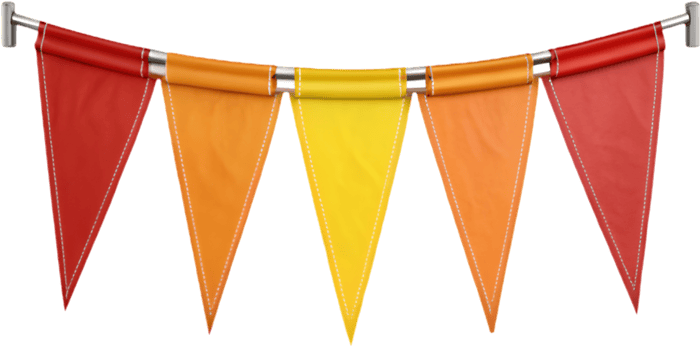 Create joyful celebration designs with vibrant triangular pennant clipart. . png