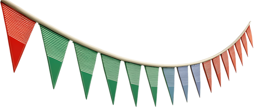 Fun triangular pennant clipart for lively and colorful event designs. . png