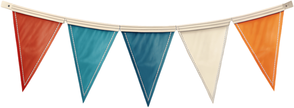 Bright triangular pennant clipart for fun and cheerful celebration designs. . png