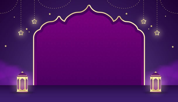 purple empty ramadan eid background design vector