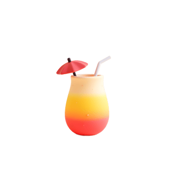 Sunset Cocktail Drink in Colorful Glass with Straw and Umbrella png