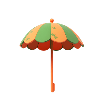 Adorable Orange Green Beach Umbrella Summer Fun png