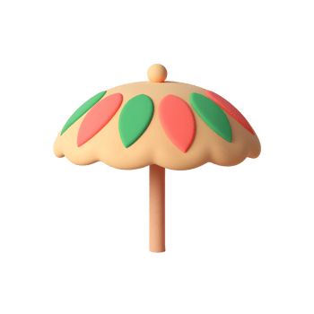Cute Pastel Beach Umbrella 3D Render Summer Design png