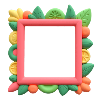 Colorful Fruit and Leaf Frame for Summer Designs png
