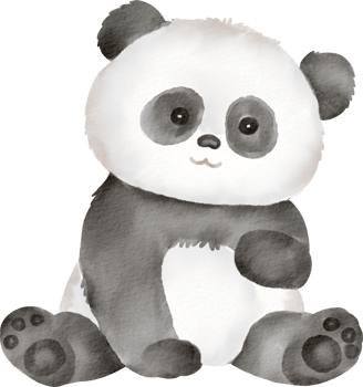 A panda bear is sitting on the ground png