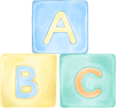 Watercolor alphabet blocks clipart png