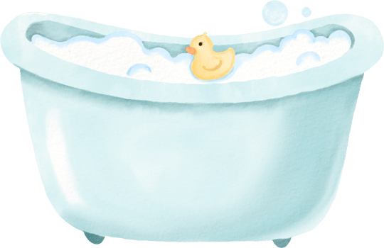 A cartoon duck in a bathtub png