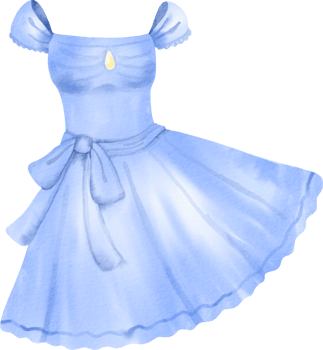 A dress with a blue ribbon around it png