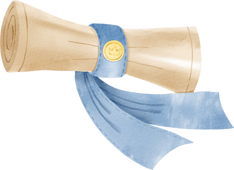 A graduation scroll with a blue ribbon png