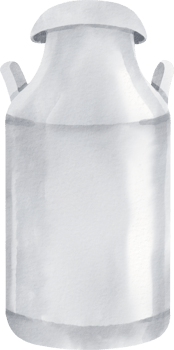 A watercolor painting of a large metal milk can png