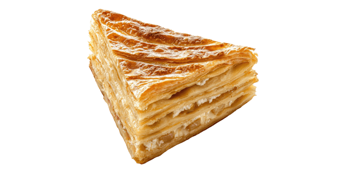 Slice of puff pastry layered dessert isolated on transparent background png