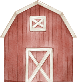 A red barn with a white door and a cross on the door png