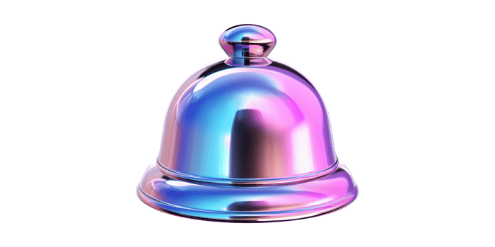 Metallic iridescent service bell isolated on transparent background png
