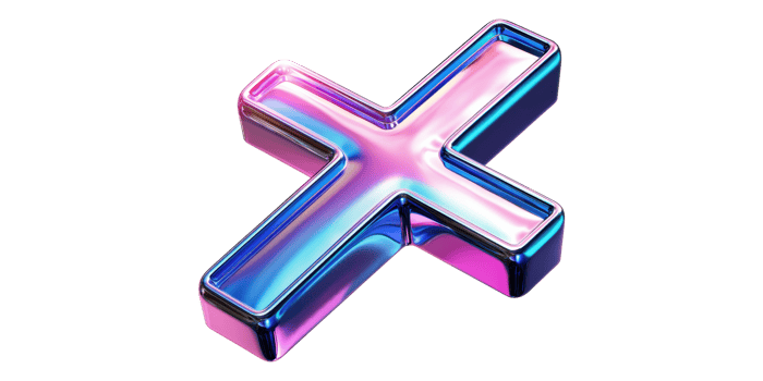 Vibrant 3d metallic x symbol isolated on transparent background png