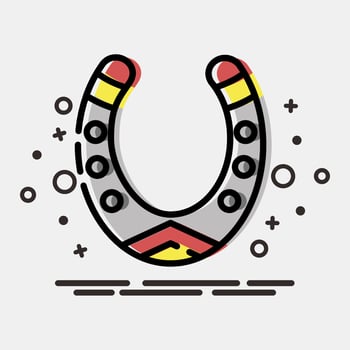Icon horse shoe. Traditional tattoo elements. Icon in MBE style. vector
