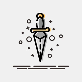 Icon dagger. Traditional tattoo elements. Icon in MBE style. vector