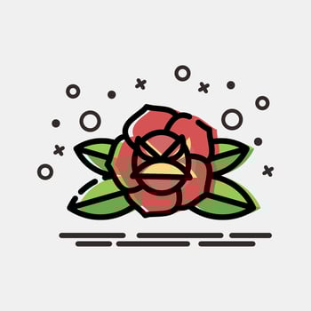 Icon rose. Traditional tattoo elements. Icon in MBE style. vector