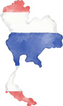 Watercolor map of thailand with flag png