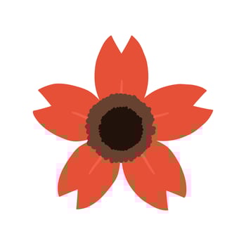 Red flower flat icon on white background for web design, Modern sign. vector