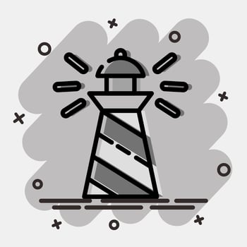 Icon lighthouse. Traditional tattoo elements. Icon in comic style. vector