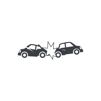 flat design illustration of car crash, wrecked car hit. vector