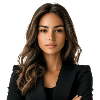 Portrait of a Woman with Brown Hair Wearing a Black Blazer png