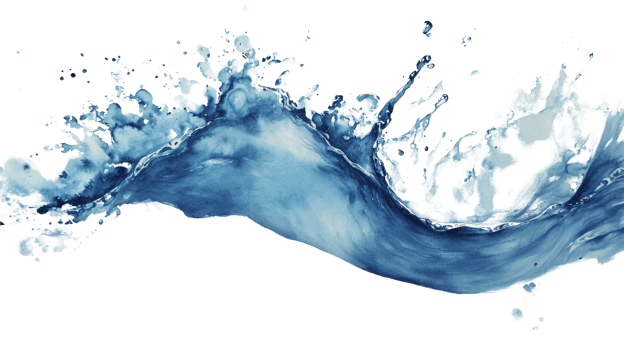 Abstract Watercolor Painting of a Blue Water Splash. isolated transparent background png