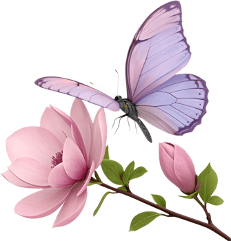 Elegant design of butterfly flying with blooming flowers. . png