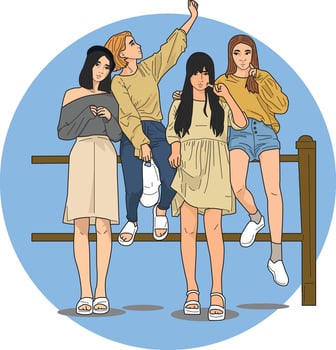 Group of Stylish Girls vector