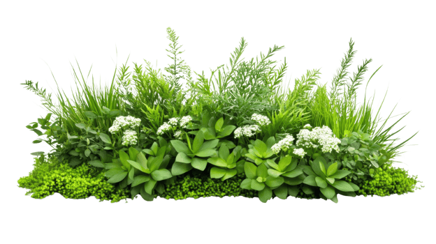 Lush green foliage and delicate white flowers arrangement png