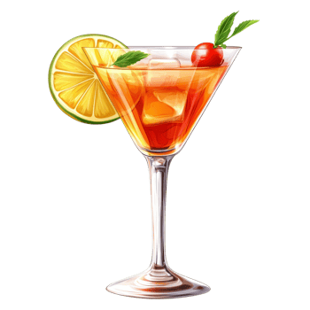 A refreshing cocktail garnished with lime and cherry png