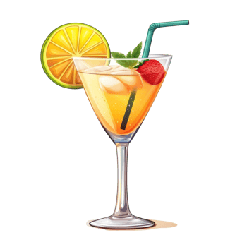 Refreshing Summer Cocktail with Orange and Strawberry png