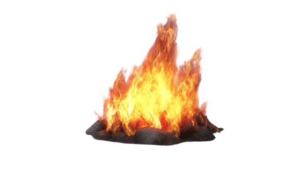 Fiery Campfire Burning Brightly On Rocks png