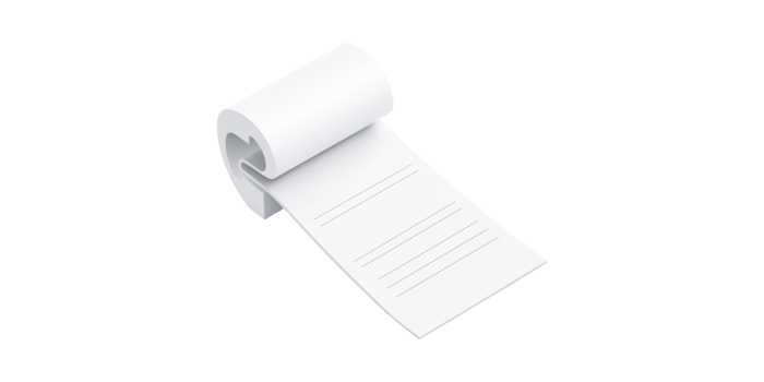 Roll of white paper with lines isolated on transparent background png