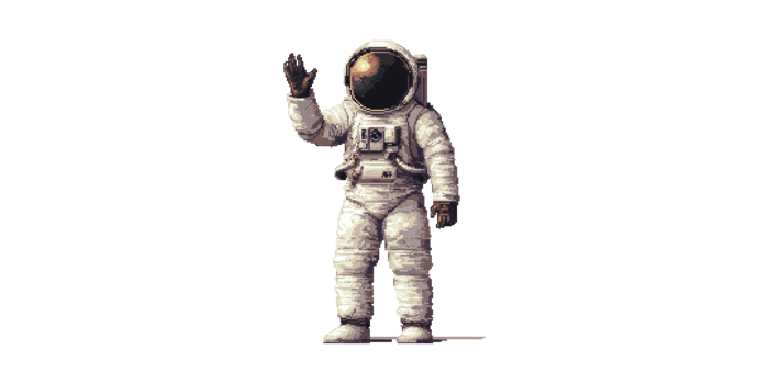 Astronaut in space suit waving hand isolated on transparent background png