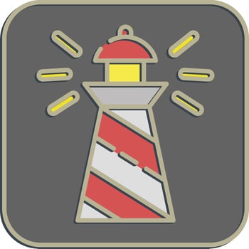 Icon lighthouse. Traditional tattoo elements. Icon in embossed style. vector
