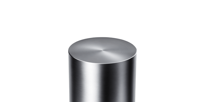 Brushed stainless steel cylinder isolated on transparent background png