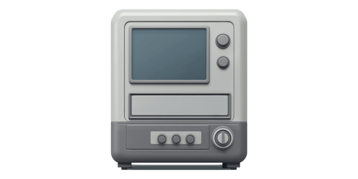 Retro computer monitor with control panel isolated on transparent background png