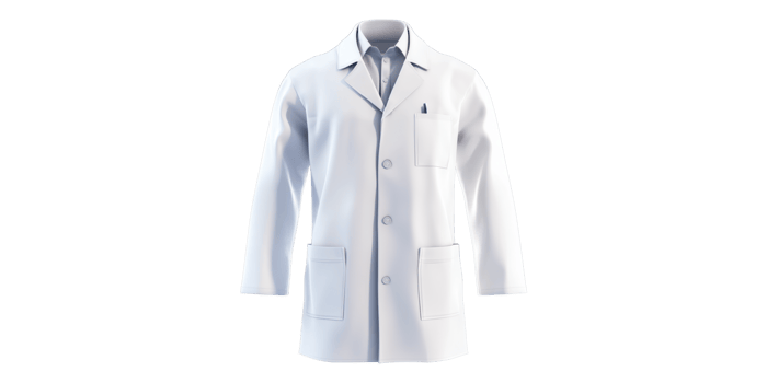 White lab coat with collared shirt isolated on transparent background png