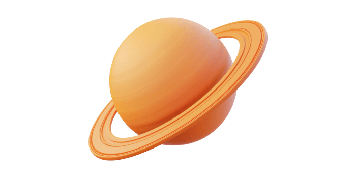 Orange ringed planet with rings isolated on transparent background png