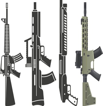 Rifle with Tactical Attachments vector