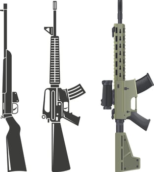 Animated Rifle and Gun Set Illustration vector